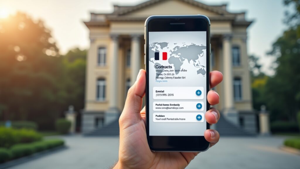 Embassy contact information on phone