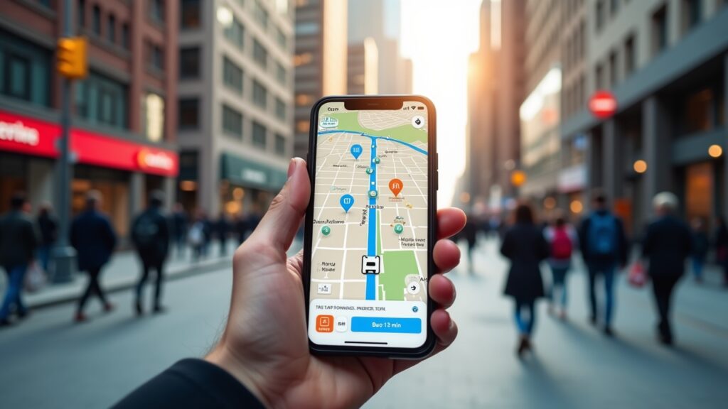 Navigation app showing local transit