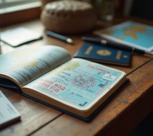 Passport with multiple visa stamps